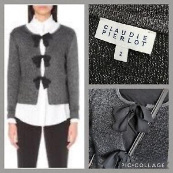 CLAUDIE PIERLOT brown silk cashmere cardigan size small - Picture 2 of 8